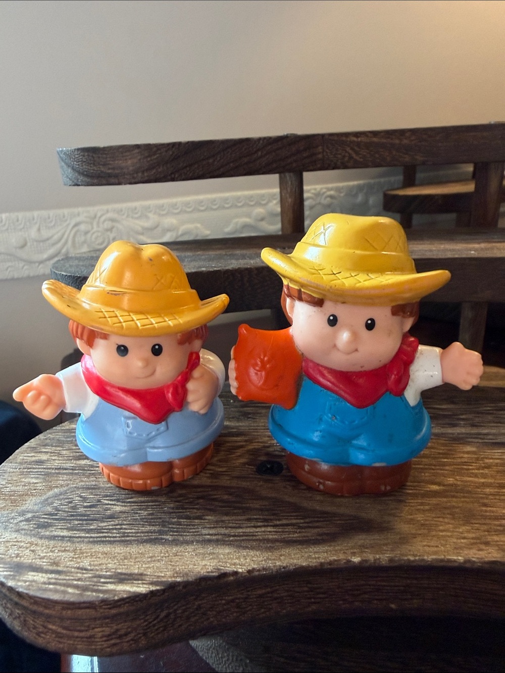 Fisher Price Little People Mattel Very Vintage Farmer PAIR